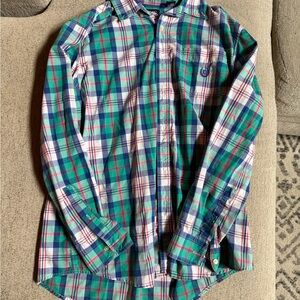 Chaps Green and Blue Plaid Button Down Shirt
